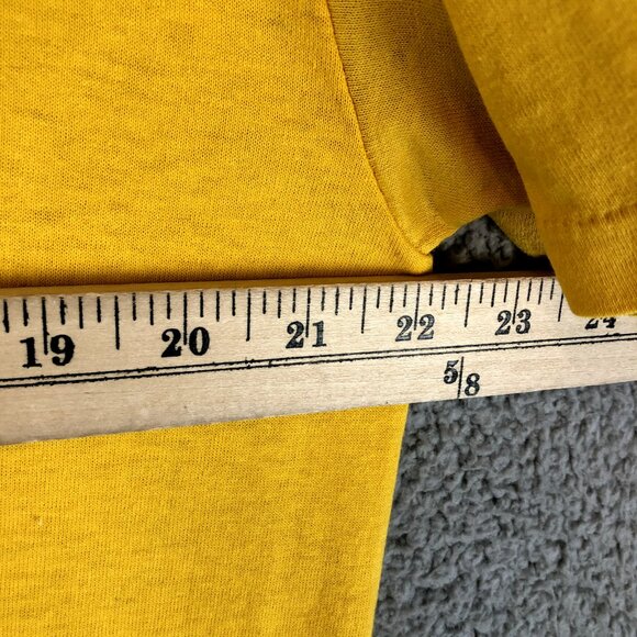 Vintage Jerzees Basic T-Shirt Yellow Mens XL 50/50 Heavyweight Made in USA Blank - Picture 3 of 4